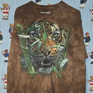 The Mountain Tiger Forrest Nature T Shirt Brown Tie Dye 3xl